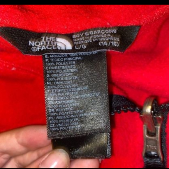 THE NORTH FACE Red Fleece Zip Up Boys SIZE 14/16 - Picture 6 of 6